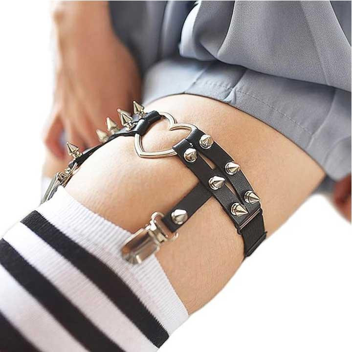 Гартер на 2 ноги с подвязками для чулок, шипами и сердечком 2 шт Винница - изображение 1