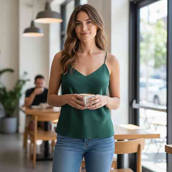 Шовкова майка на тонких бретельках Зелений 3XL/4XL Харків