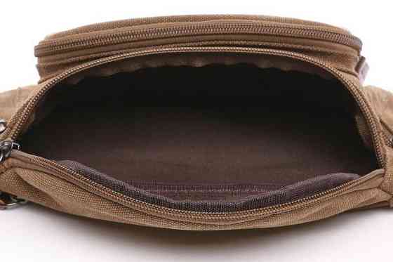 Сумка поясная текстильная Vintage 20176 Коричневая Киев