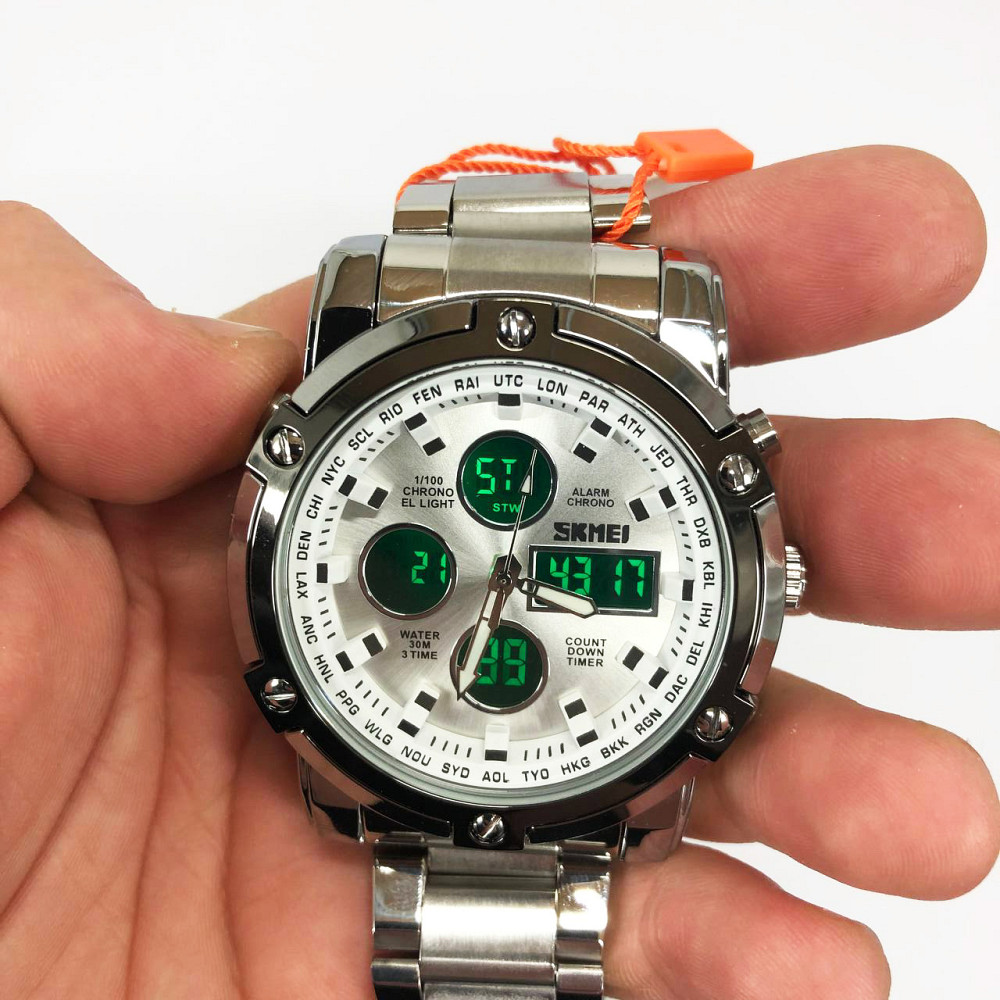 Мужские современные часы SKMEI 1389SI SILVER, Мужские наручные часики Повседневные часы VH-62 Львов - изображение 12