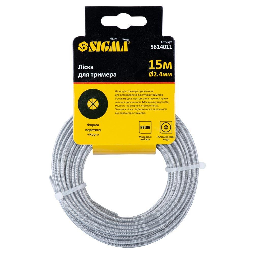 Леска для триммера с алюминиевым кордом Ø2.4мм 15м SIGMA (5614011) Ровно - изображение 2