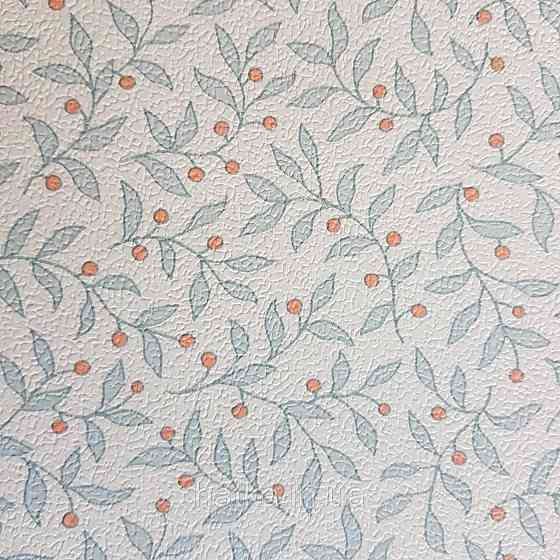 Шпалери вінілові на флізелін 0.53х10.05 м Rasch Textil Petite Fleur 5 гілки маленькі блакитні квіти на білому Київ