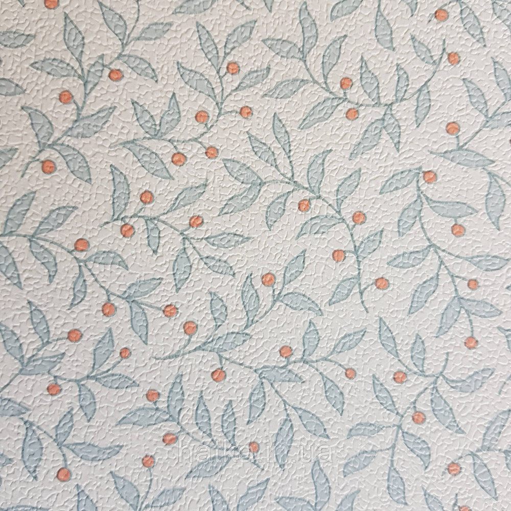 Шпалери вінілові на флізелін 0.53х10.05 м Rasch Textil Petite Fleur 5 гілки маленькі блакитні квіти на білому Київ - фото 2