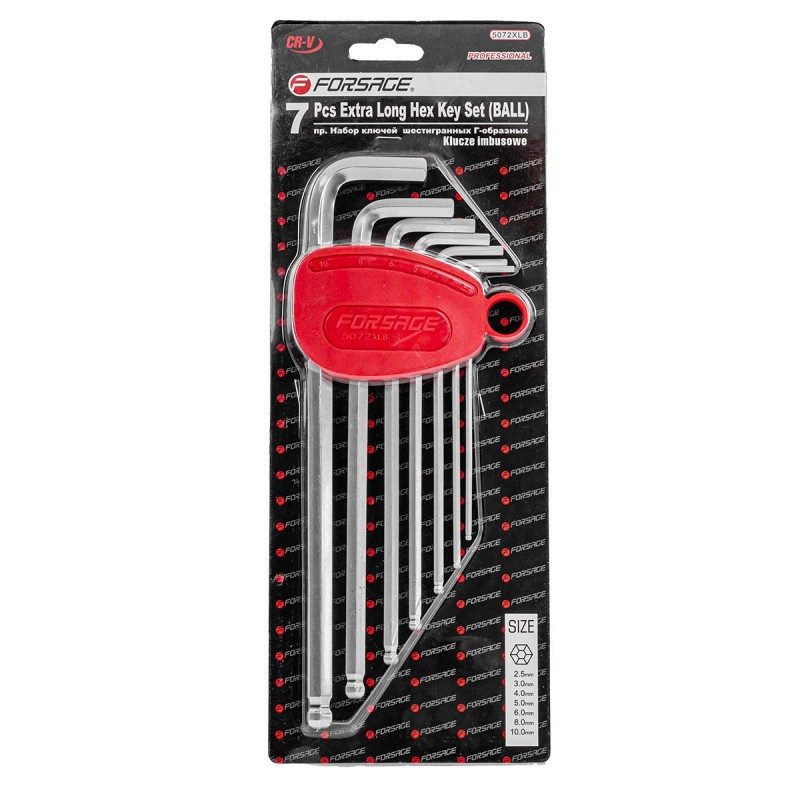 Набір ключів Г-подібних екстра довгих з шаром 6-граних, 7пр. (2.5, 3-6, 8, 10мм), в пластиковому тр Одеса - фото 2
