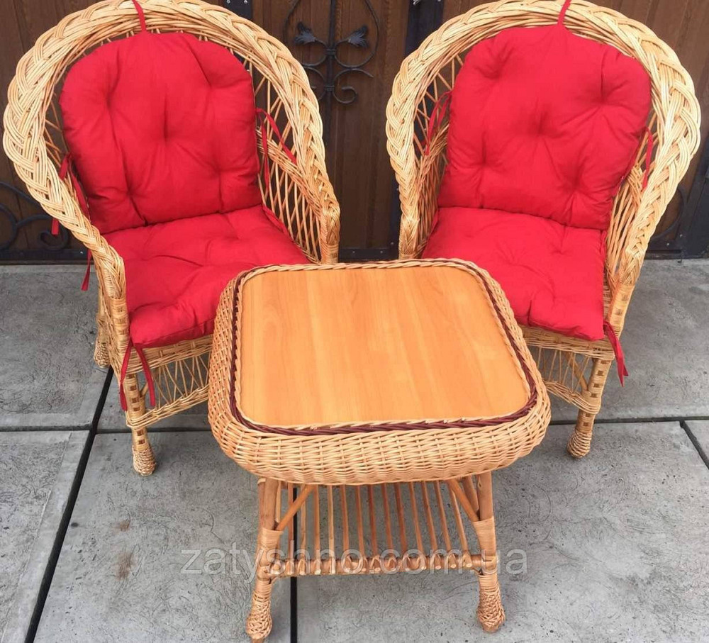 Мебель плетеная с накидками | набор плетеной мебели с подушками | 2 кресла и стол плетеный Киев - изображение 6