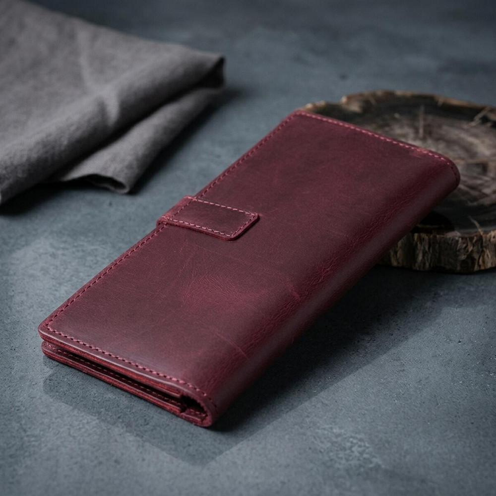 Кожаное женское матовое портмоне GRANDE PELLE 11561 Бордовый Киев - изображение 14