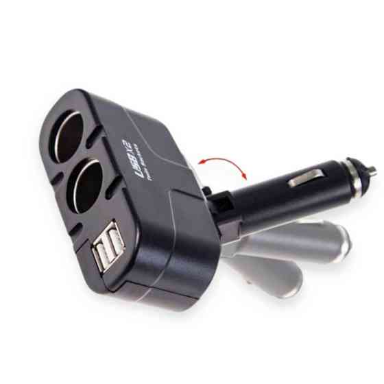 Разветвитель прикур. 2 вых. 5А, 60Вт, USB 1.5А, провод 0,60м, Евро Мукачево