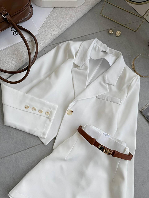 Женский базовый костюм двойка: пиджак + юбка+шорты костюмка Одесса - изображение 8