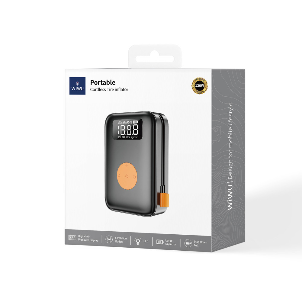Автомобільний насос WIWU Portable Cordless Tire inflator Wi-Ai003 Black Одеса - фото 2