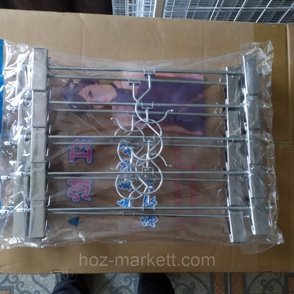 Плічка вішалки (тремпеля) брючні хромовані прищіпка та гачок 35 см 10 шт. в уп Харків - фото 1