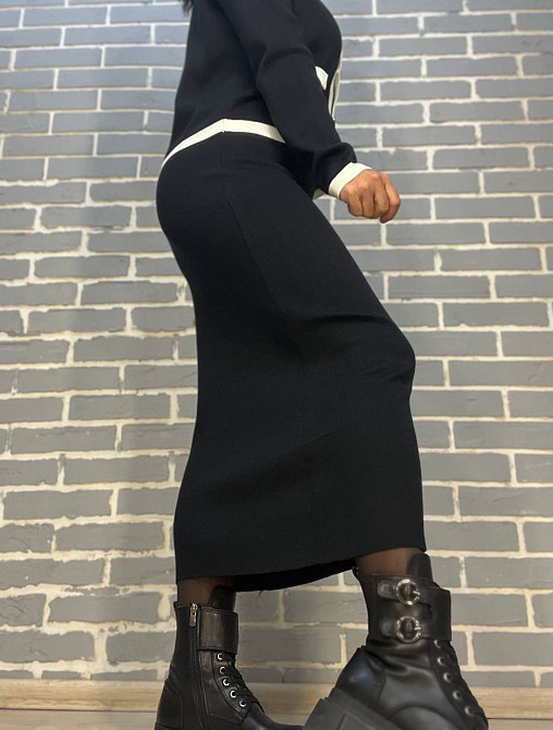 Костюм жіночий De Red 3167 кадиган з спідницею в'язаний біла смуга золоті гудзики чорний, чорний, one size Київ - фото 16