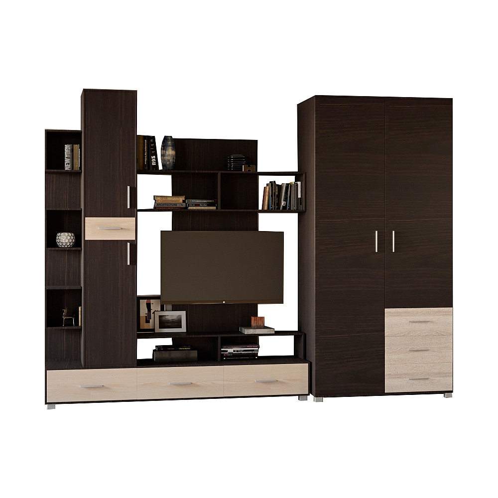 Стенка Эверест Бриз + Шкаф ШП-4 венге + дуб молочный (DTM-2331) Львов - изображение 2