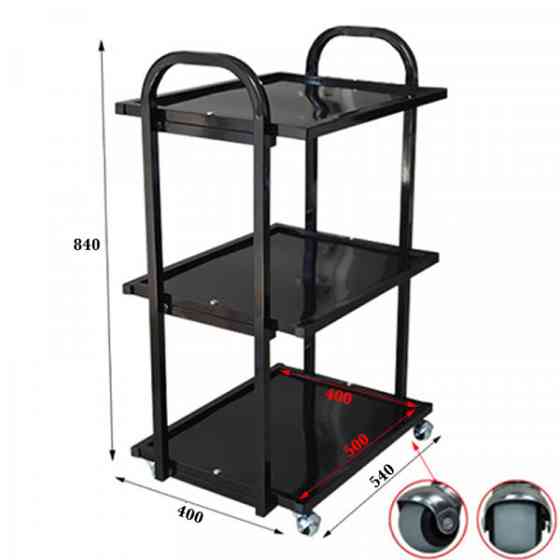 Косметологическая тележка Профи+ металлическая на колесах Черный Киев