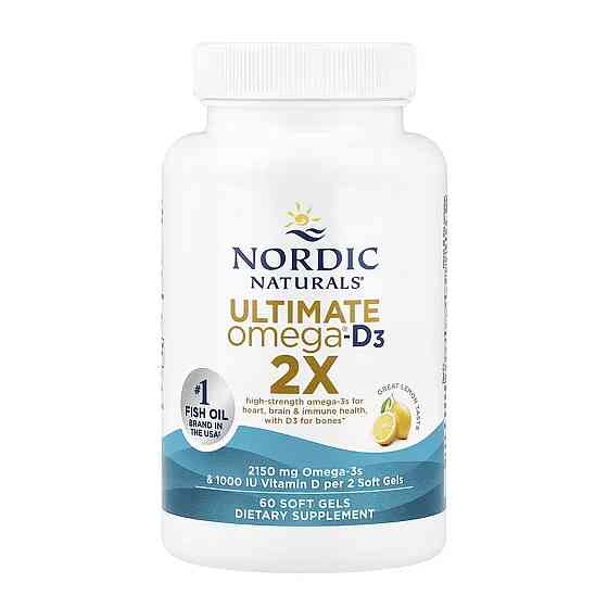Омега 3 (риб'ячий жир) Nordic Naturals Ultimate Omega 2X D3 60 гел капс лимон Київ