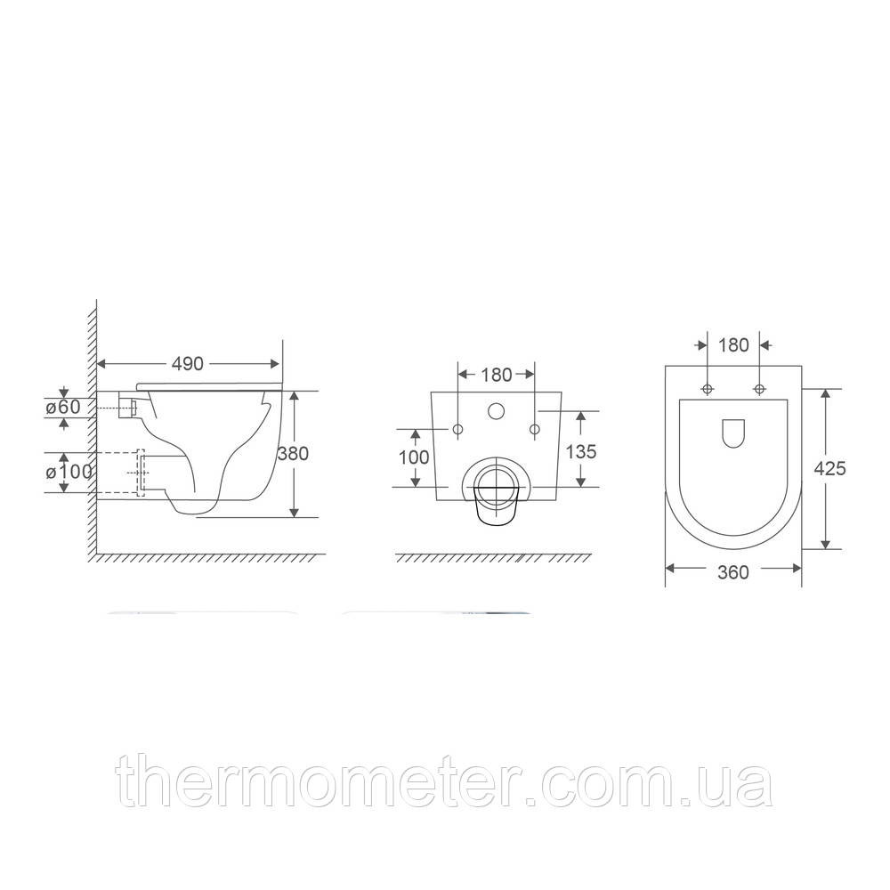 Унітаз підвісний MIXXUS PREMIUM TOPPER-0302-T3 490х360х380mm система змиву TORNADO 3.0 (MP6599) Київ - фото 13