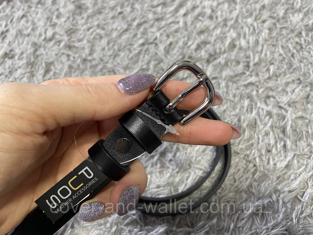 Черный классический женский ремень из натуральной кожи 20 мм PS Leather Киев - изображение 2