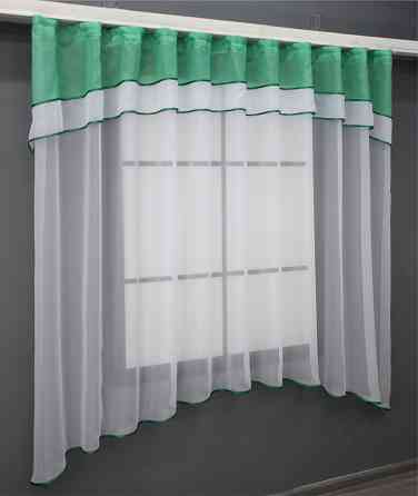 Кухонная гардина VR-Textil № 036к арка белый с бирюзовым 270х170 см (52-0924) Киев