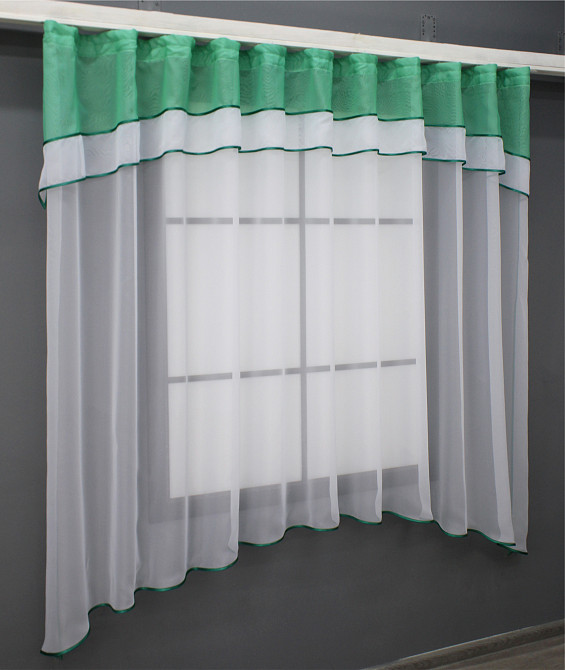 Кухонная гардина VR-Textil № 036к арка белый с бирюзовым 270х170 см (52-0924) Киев - изображение 2