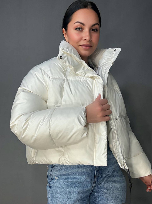 Куртка женская Lady Yep 30083 пуффер короткая глянцевая молочная, молочний, L Киев - изображение 9