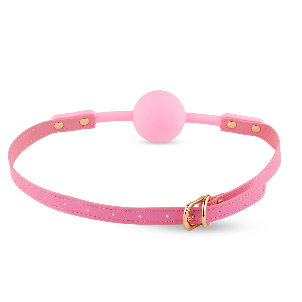 Силіконовий рожевий кляп Ball Gag Pink з регульованим ремінцем Sex Aura Київ - фото 4