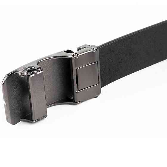 Ремень мужской с коричневой вставкой и затемненным металлом Vintage 20280 Коричневый Киев