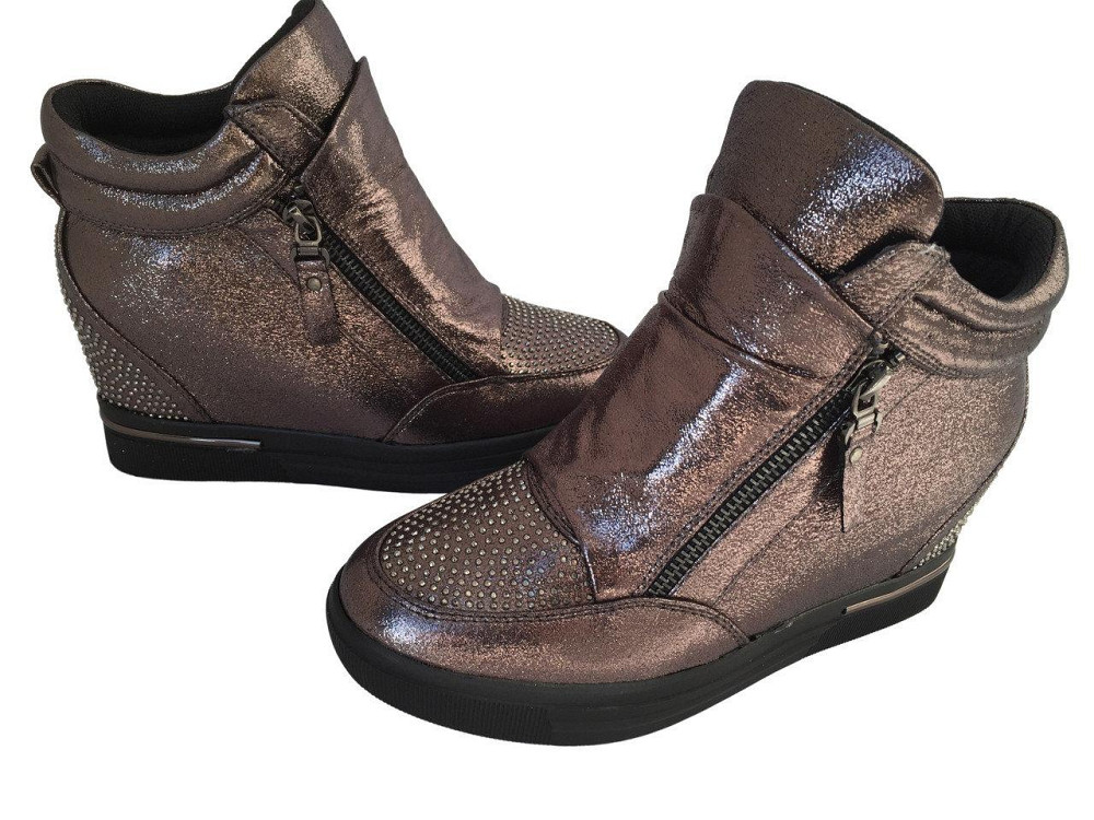 Снікерси жіночі Bosida бронзовий еко-шкіра 37р. танкетка 5см ( -6) Коломия - фото 1