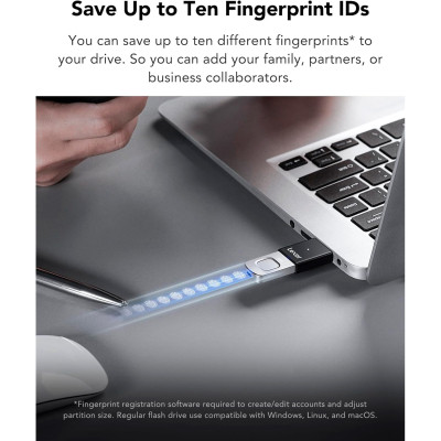 USB флеш накопичувач Lexar 128GB JumpDrive Fingerprint F35 Pro USB 3.2 (LJDF35P128G-RNBNG) Вінниця - фото 4