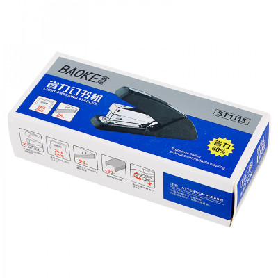 Степлер Baoke пластиковий, 25 аркушів, скоби №24/6, 26/6, асорті (STAP-BAO-ST1115) Вінниця - фото 4