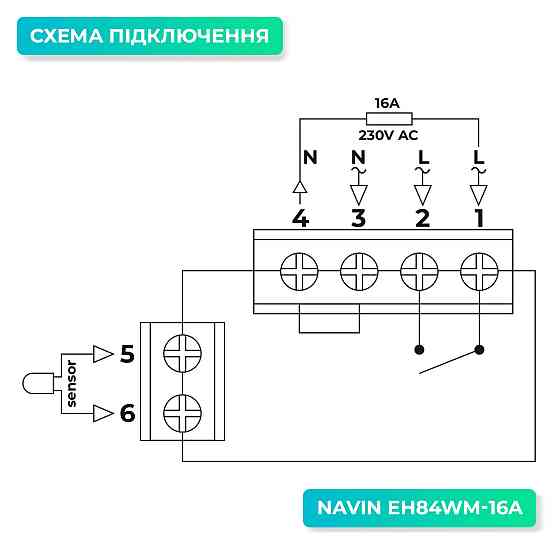 Терморегулятор механический для теплого пола NAVIN EH84WM-16A, черный матовый Киев