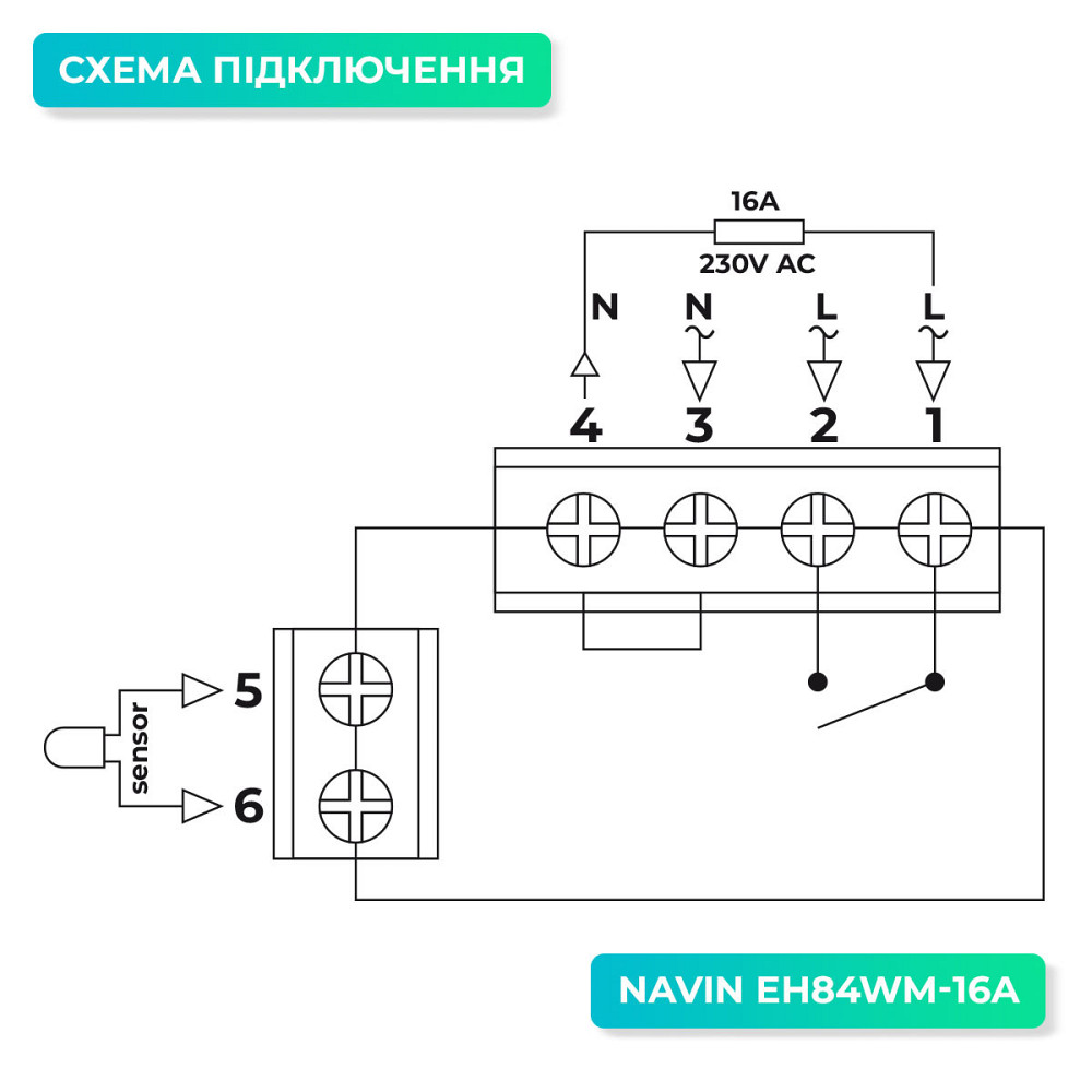 Терморегулятор механический для теплого пола NAVIN EH84WM-16A, черный матовый Киев - изображение 3
