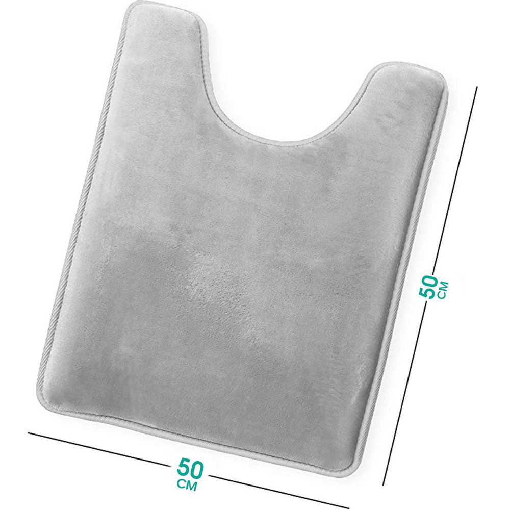 Антискользящий Мягкий коврик для ванной и туалета Aquarius с эффектом памяти U-образный контурный 50 х 50 см Серый Гладкий Буча - изображение 2