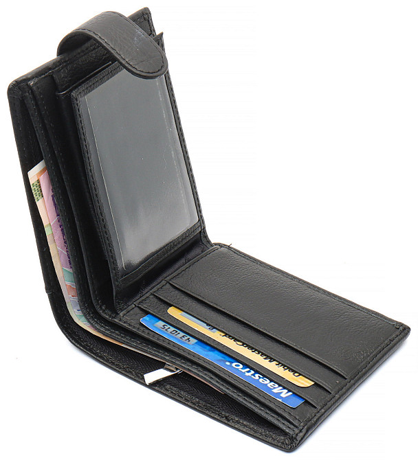 Черное мужское портмоне из натуральной кожи с фиксацией ST Leather ST103 Киев - изображение 16