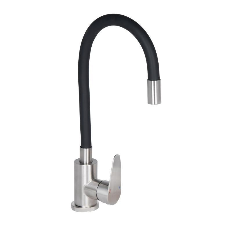 Змішувач для кухні Lidz Vida 04R-BFS з гнучким виливом Black (k35), чорний мат Київ - фото 1