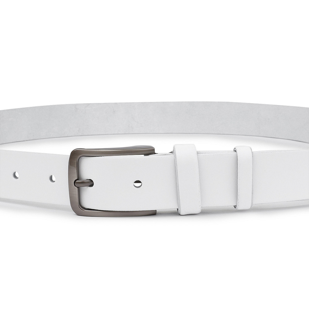 Кожаный ремень унисекс Vintage 20724 Белый Киев - изображение 7