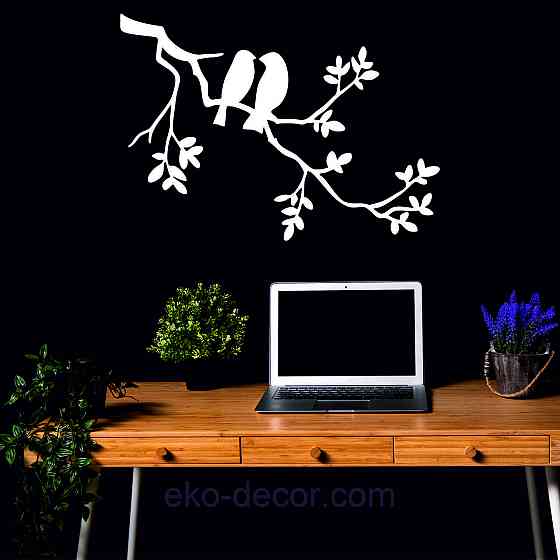 Декоративное настенное Панно «Две птички», Декор на стену 70*49 см, Белый Киев