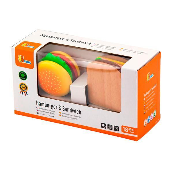 Игрушечные продукты Viga Toys Деревянные гамбургер и сэндвич (50810) Харьков - изображение 1