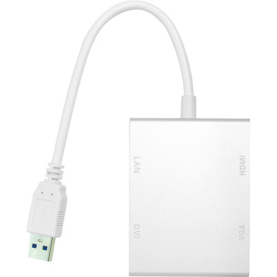 Перехідник USB 3.0 to HDMI, DVI, VGA, RJ45 Gigabit Ethernet PowerPlant (CA912087) Вінниця - фото 1