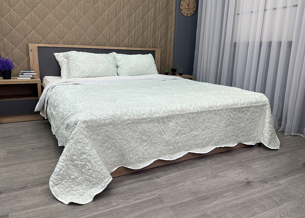 Покривало двостороннє з хутром 210x230 (+-10 см) і 2 наволочки колір молочний (85-152) Київ - фото 4