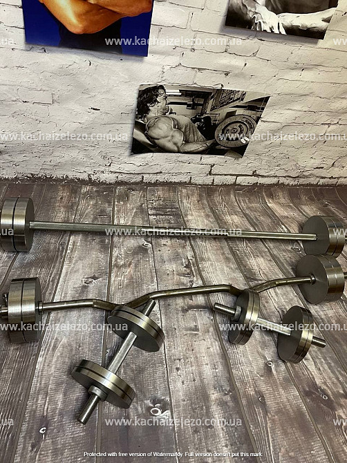 Набір 52 кг Штанга + W-подібний гриф + Гантелі набірні Гантелі, гирі, штанги та диски металеві диски Київ - фото 20