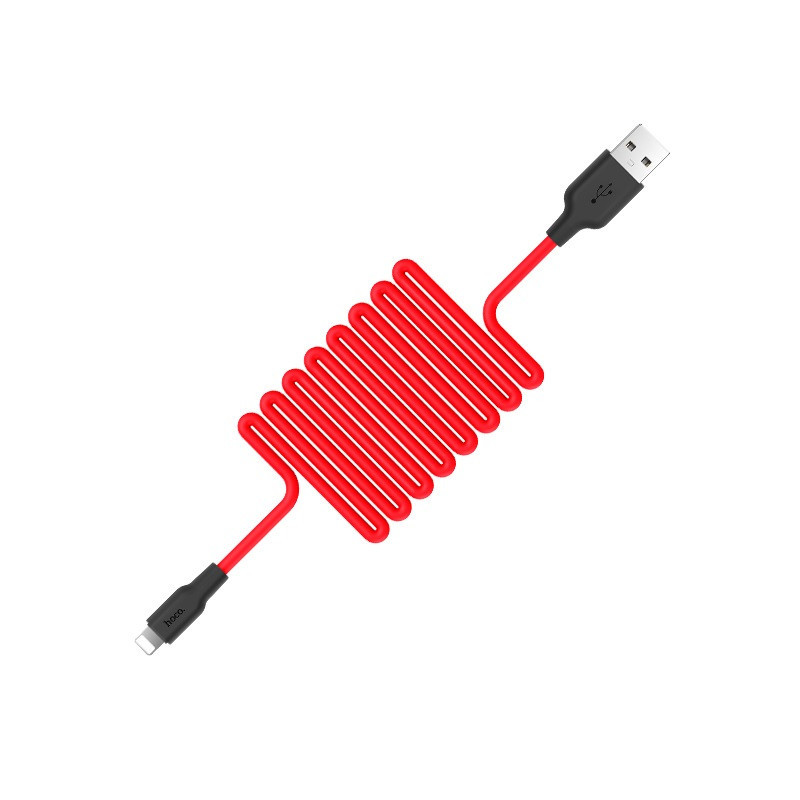 Кабель HOCO X21 USB to iP 2A, 1m, silicone, TPE connectors, Black+Red Київ - фото 3