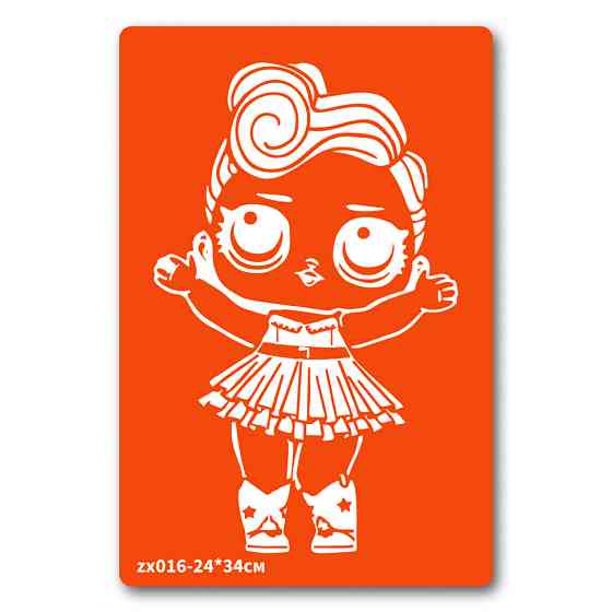 Трафарет для био-тату Кукла LOL zx016-24*34см, размер 24х34см Винница