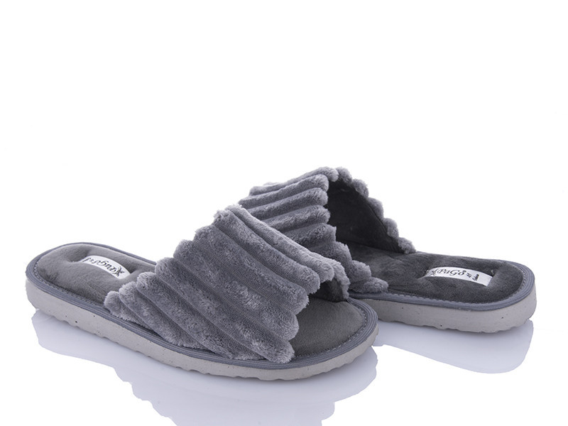 Мужские открытые домашние тапочки серые вельвет TM 