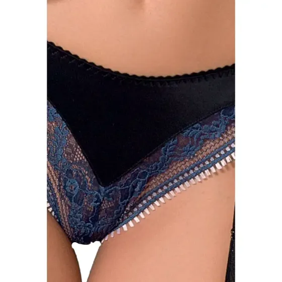 Комплект белья Passion Exclusive GISELE SET L/XL, black, лиф, трусики с пажами Львів