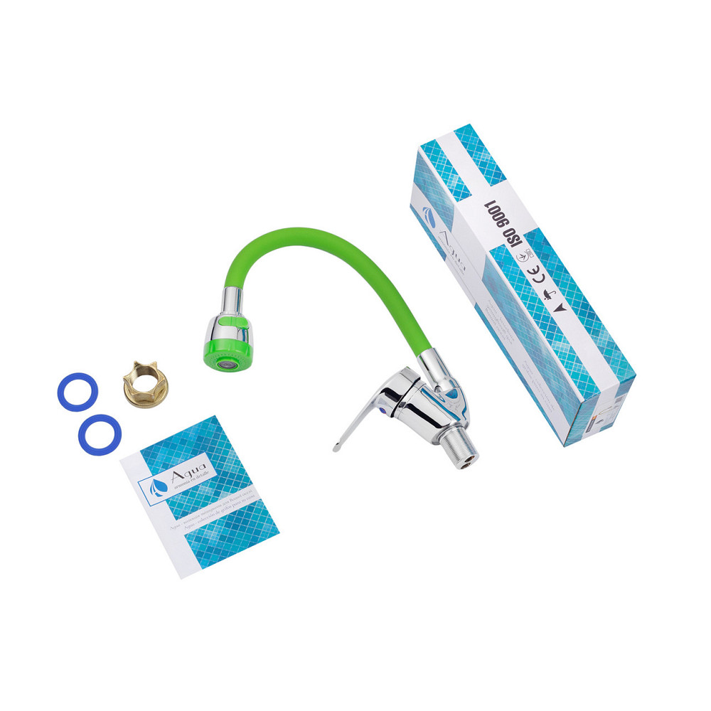 Смеситель для кухни Agua Sevilla гибкий - C039VRD хром/зеленый Киев - изображение 6