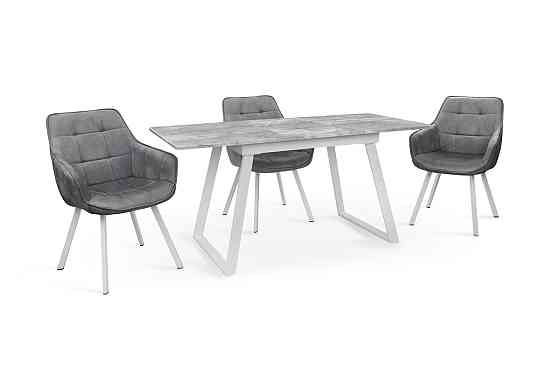 Стіл Тандем 120(+40)*75 білий метал/базальт Киев