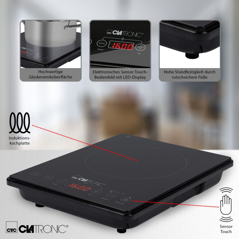 Одноконфорочна індукційна плита з 10 рівнями Clatronic EKI (3569) 2000 Вт Нововолинськ - фото 5