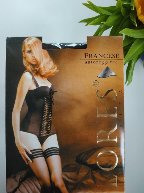 Чорні капронові панчохи 20 den на силіконі LORES Francese 20 autoreggente 3/4 Славута - фото 1