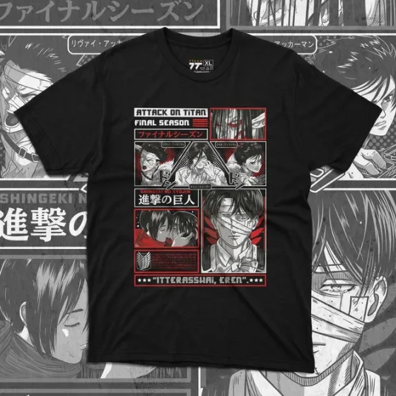 Футболка чоловіча з  принтом Атака титанов Ерен Последний сезон Розмір 48 Anime0923 Дніпро
