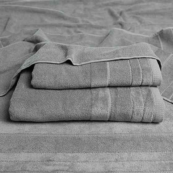 Комплект махровых полотенец с велюровым бордюром 2шт GM Textile 50х90см, 70х140см 500г/м2 (Серый) Сумы