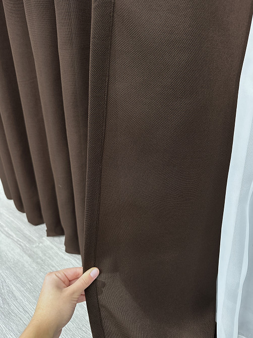 Комплект готових штор VR-Textil Льон Льон Мішковина № 1189ш Венге 200х270 см 2 шт (32-502) Київ - фото 7